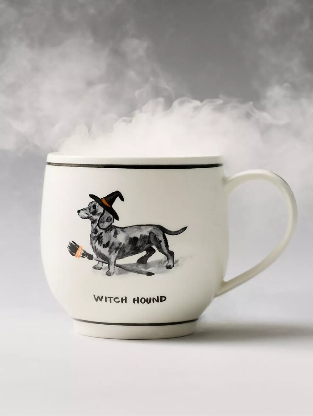 Anthropologie Molly Hatch Stoneware Halloween Witch Hound Dog Mug